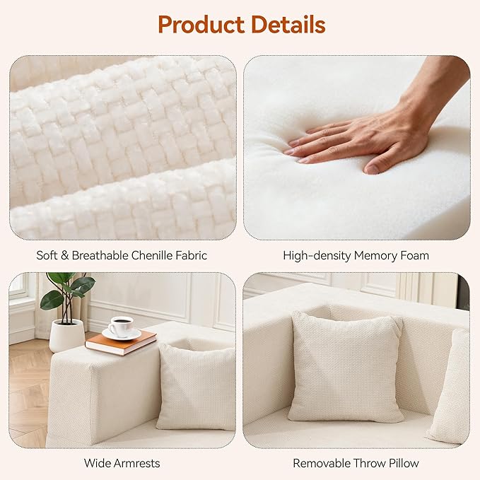 MONVANE Modular Sectional Sofa, Oversized 8 Seat Convertible U Shaped Couch - Image 5