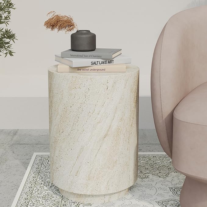LeisureMod 14” Wide Round Side Table in Fiberstone - Image 4