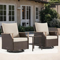 MELLCOM 3 Pieces Patio Furniture Set, Wicker Swivel Glider Chairs by MELLCOM