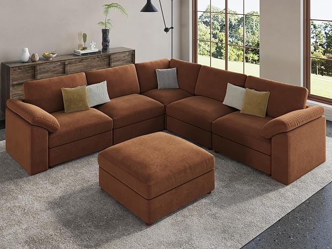 EASE MOOSE Sectional Modular Sofa, Luxury FSC Certified Chenille Comfty Deep - Image 4