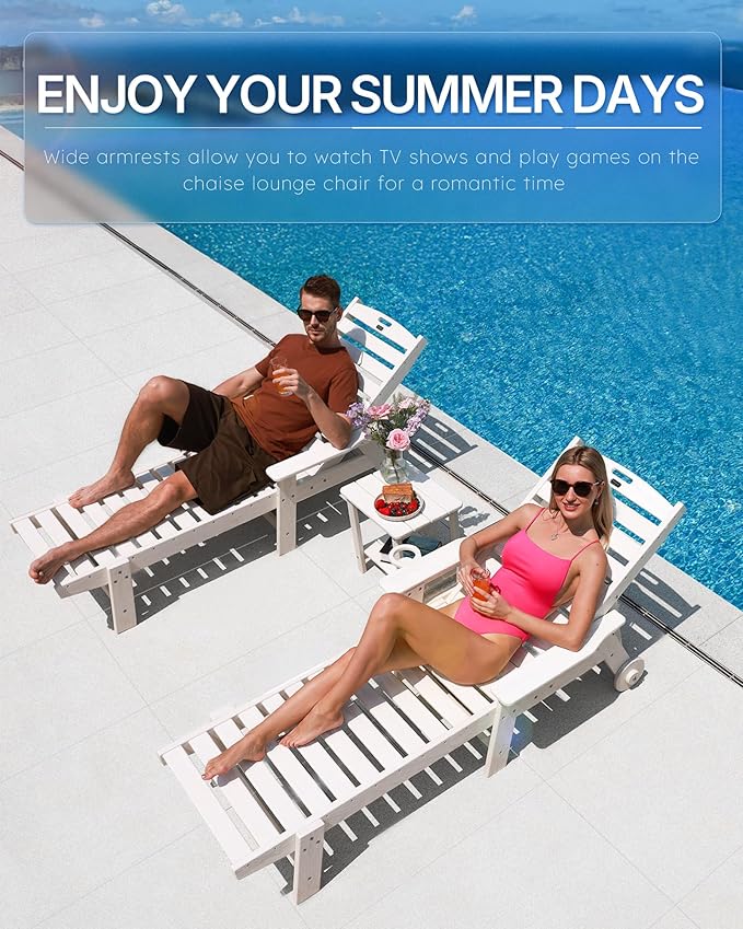 Patio Chaise Lounge Chair Set of 2, Oversize Lounge Chairs - Image 3