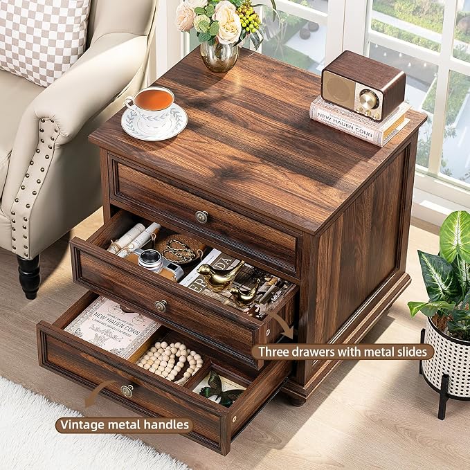 Joaxswe 24" Wide Farmhouse Night Stand Set of 2, Large End Table - Image 4
