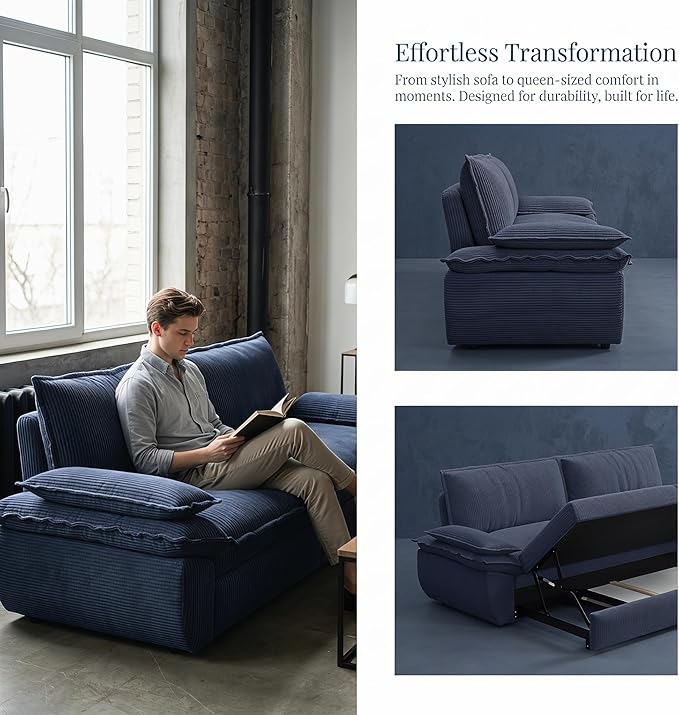 73.2" Sofa Bed Queen, 3-in-1 Pull Out Sofa Bed - Image 6
