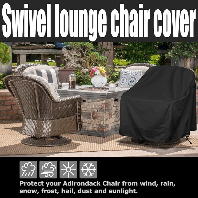 Outdoor Swivel Lounge Chair Cover 2 Pack, Waterproof Heavy Duty Outdoor Chair - Image 5