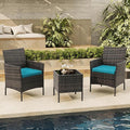 3-Piece Outdoor Furniture Set, PE Rattan Wicker Chairs by Unknown