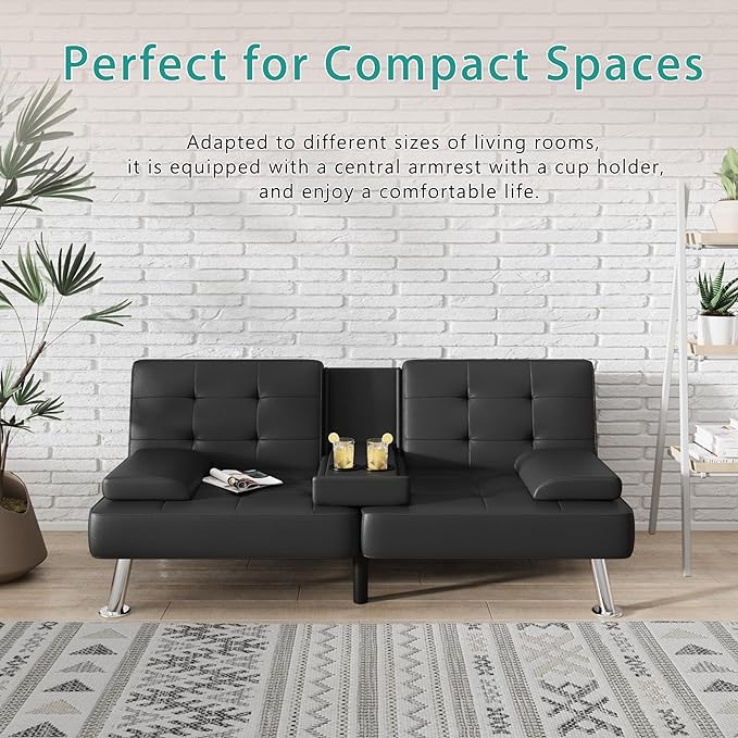 Flamaker Futon Sofa Bed Modern Folding Futon Set Convertible Recliner Lounge - Image 5