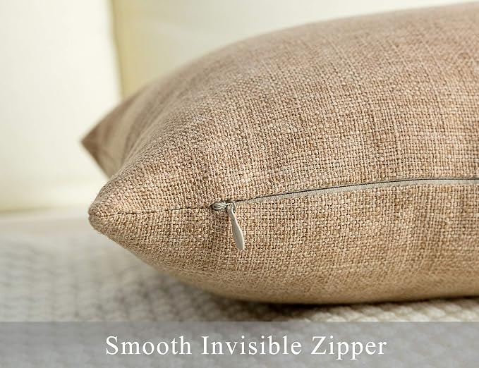 Stellhome Rectangle Farmhouse Burlap Throw Pillow Covers Solid Linen Pillowcase - Image 3