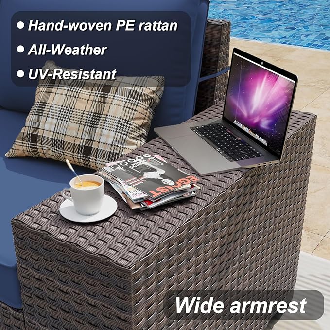 ALAULM 6 Pieces Patio Furniture Set, Oversized Seat/Armrest and High Back - Image 4