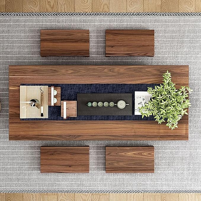 Solid Wood Japanese Style Tea Table, Low Long Coffee Table - Image 5