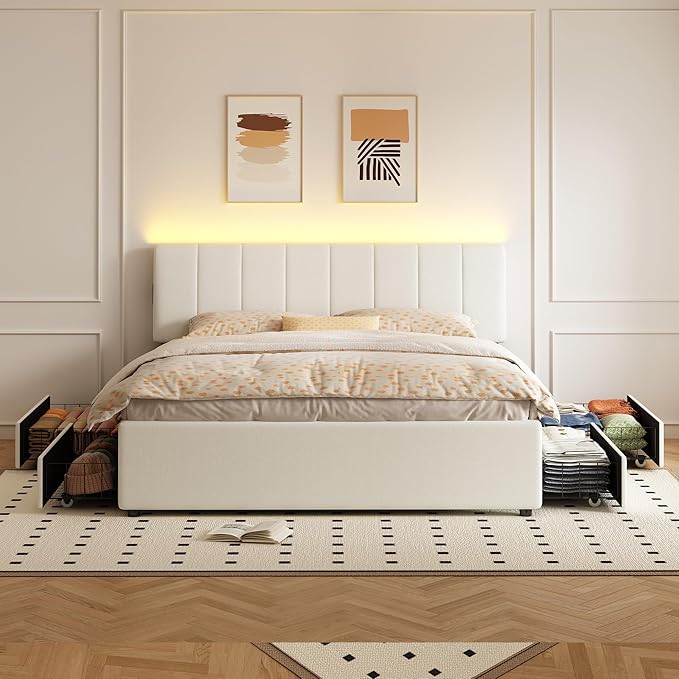 King Size Upholstered Platform Bed - Image 3