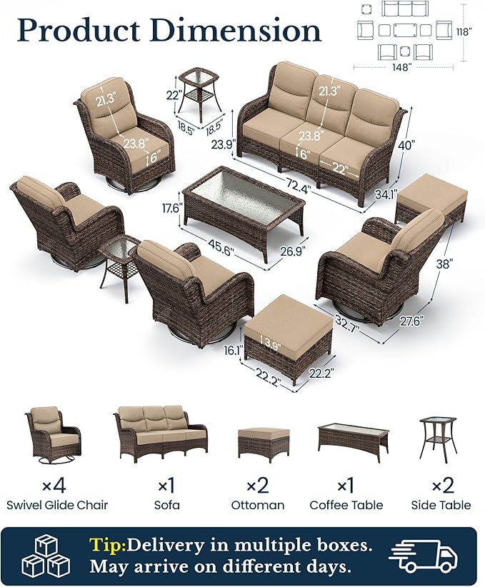 HILLGA 10-Piece Luxury Patio Furniture Set - Image 2