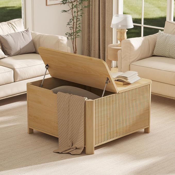LYNCOHOME 31.5" Fluted Lift Top Coffee Table - Image 3