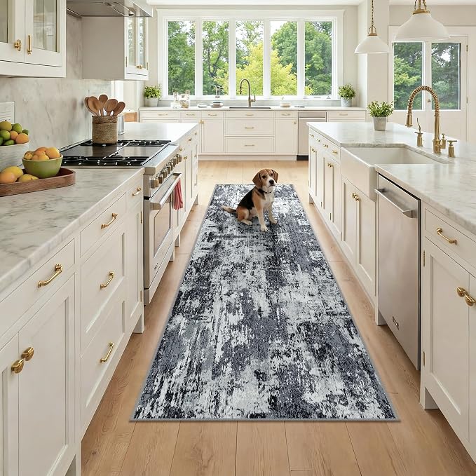 RELEANY Washable Area Rugs 2'6"x8 Non-Slip Modern Abstract Soft by RELEANY