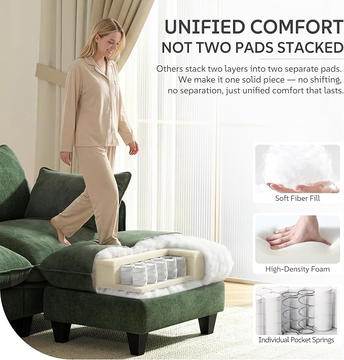Ihanherry 107" Oversized V-Shaped Modular Sectional Sofa, Cloud Couch - Image 4