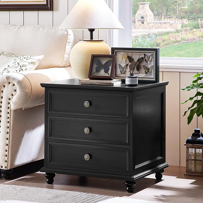 Joaxswe 24" Wide Farmhouse Night Stand Set of 2, Large End Table - Image 2