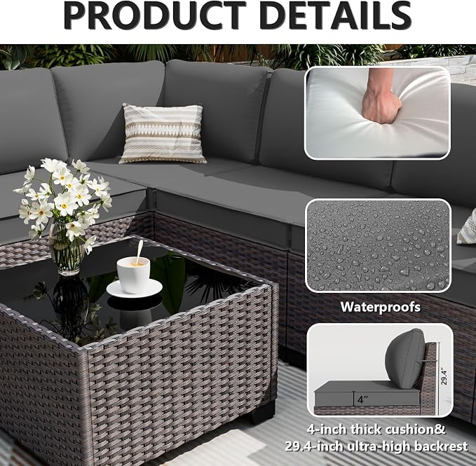 ALAULM 10 Pieces Outdoor Patio Furniture Set - Image 4
