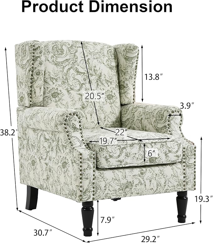 Pia Ricco High Back Floral Accent Chair - Image 2