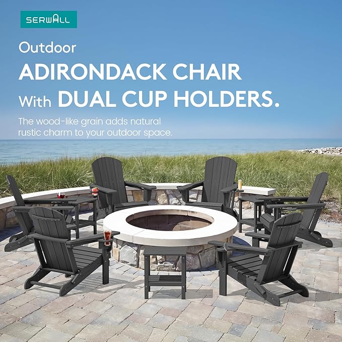SERWALL Foldable Adirondack Chair Set of 4, HDPE Adirondack Chair - Image 9