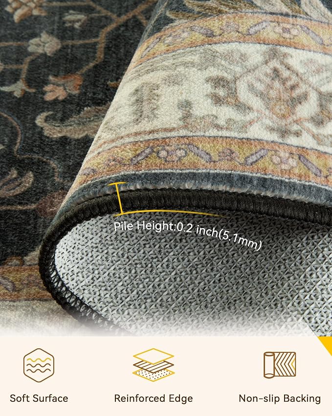 RELEANY Area Rugs 2'6"x5' Runner Rug Non Slip Washable - Image 3
