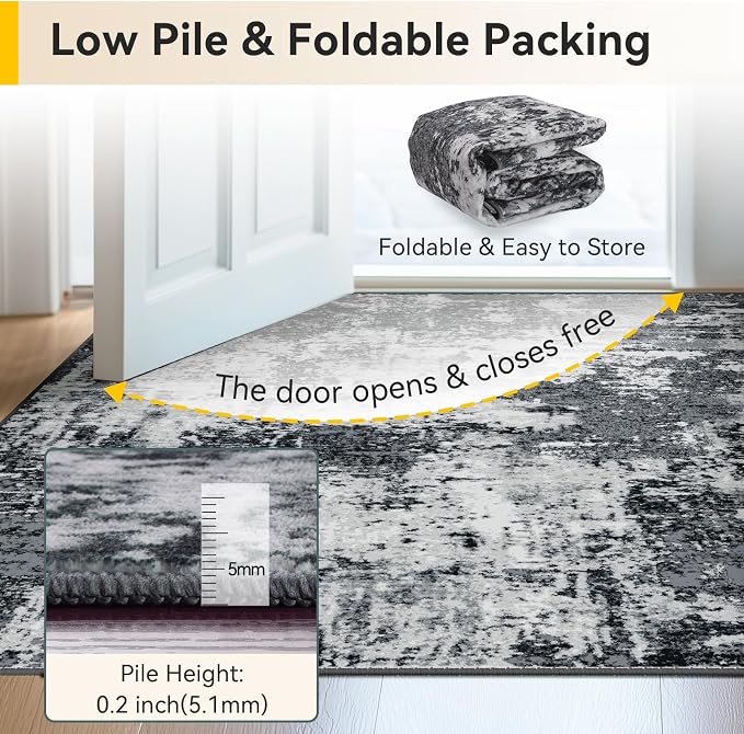RELEANY Washable Area Rugs 6ft Non-Slip Modern Abstract Soft - Image 3