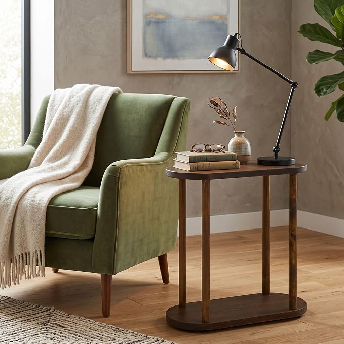 Oval Solid Wood Narrow Side Table, Slim End Table, Small Coffee Table - Image 2