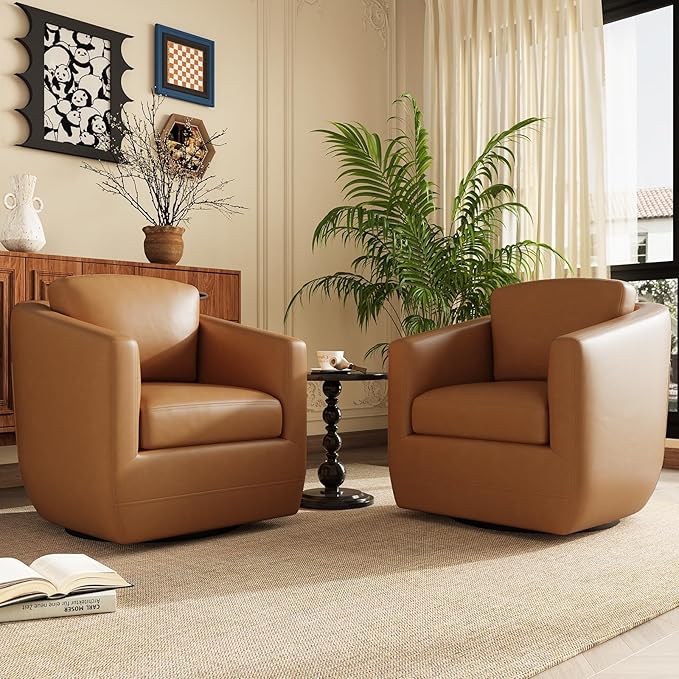 COLAMY 360° Swivel Accent Chair Set of 2 by COLAMYHOME