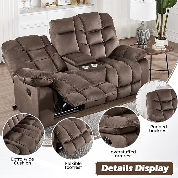 HAOMARKETS Manual Reclining Loveseat Sofa - Image 4