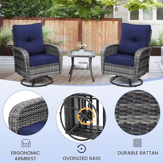 wildformers Luxury Outdoor Swivel Wicker Glider Patio Chairs - Image 5