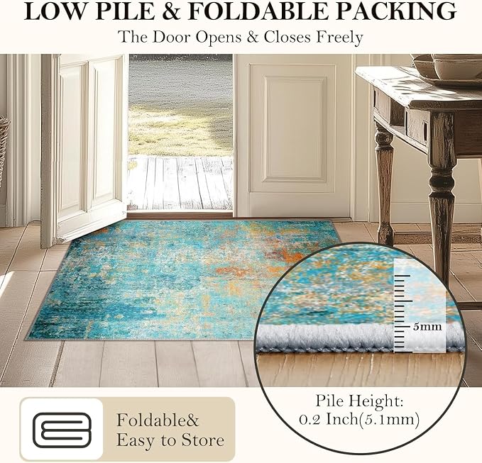 RELEANY Washable Area Rugs 2'x8' Non-Slip Modern Abstract Soft - Image 5