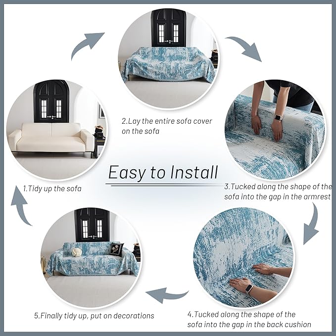 MYSKY HOME Boho Couch Cover for Dogs Washable Sage Abstract Couch Sofa - Image 5
