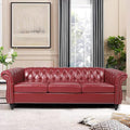 AVZEAR Chesterfield Leather Sofa 3 Seater Couch, Mid-Century Large Sofa Roll by AVZEAR
