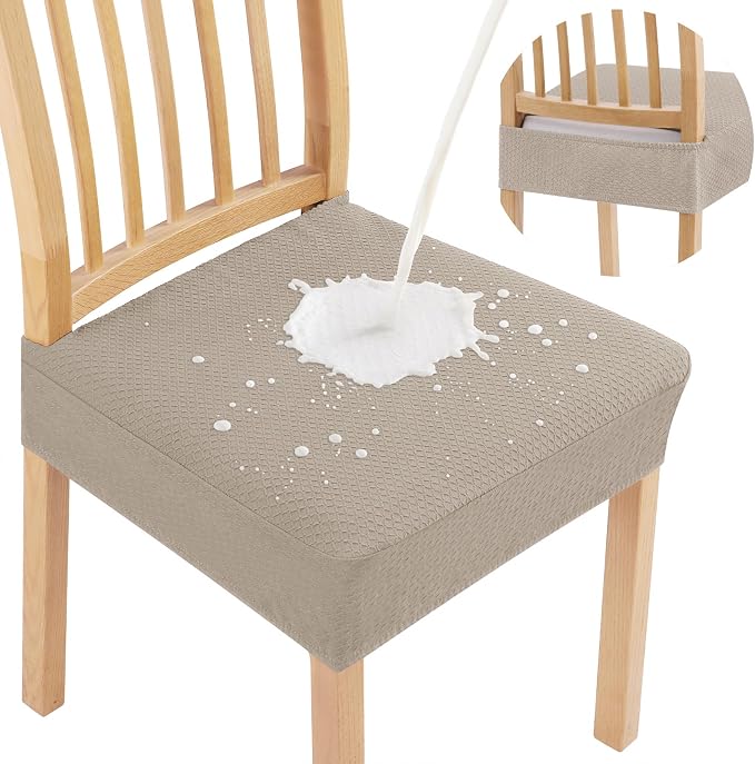 Smiry Waterproof Seat Covers for Dining Room Chairs Set of 2, Stretch Jacquard by Smiry