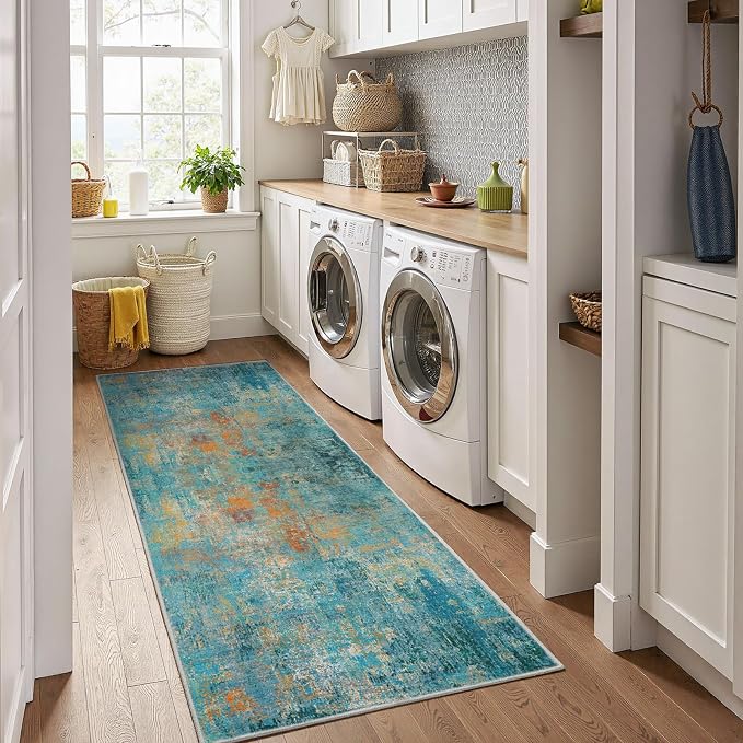 RELEANY Washable Area Rugs 2'x8' Non-Slip Modern Abstract Soft - Image 3