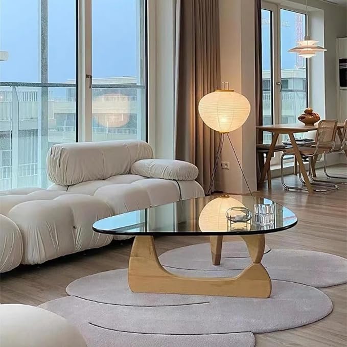 EASYSOUL Modern Glass Coffee Table, 32.68" D x 22.44" W x 15.75" H, Abstract - Image 3