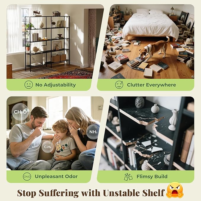 Huuger 6 Tier Bookshelf, L Shaped Corner Bookshelf - Image 8