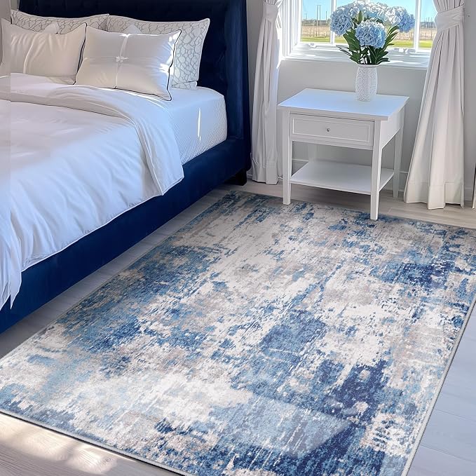 RELEANY Washable Area Rugs 4'x6' Non-Slip Modern Abstract Soft - Image 7