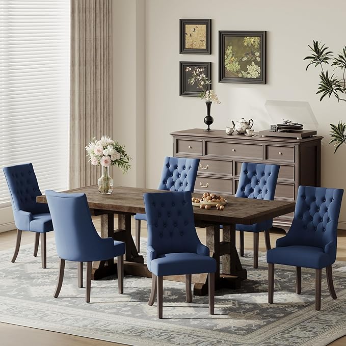 COLAMY Fabric Side Dining Chairs Set of 2, Wingback Upholstered Dining Room - Image 8