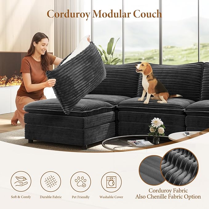 Vesgantti 108" Modular Cloud Couch, Deep Seat Sectional Sofa - Image 5