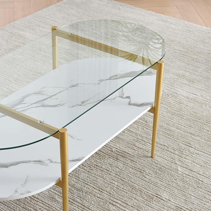 LumFurn Oval Coffee Table, Mid-Century Modern Design, L41 x W21 x H17 inch - Image 7