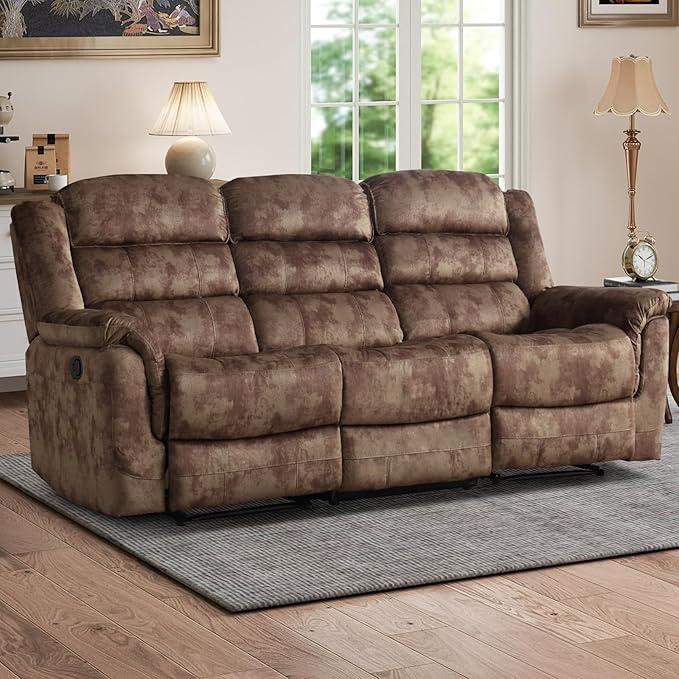 EBELLO Reclining Sofa for Living Room, Extra Wide Modern Overstuffed 3 Seat by EBELLO