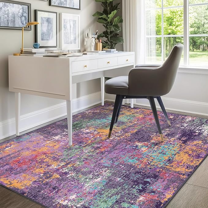 RELEANY Washable Area Rugs 5'x7' Non-Slip Modern Abstract Soft - Image 8
