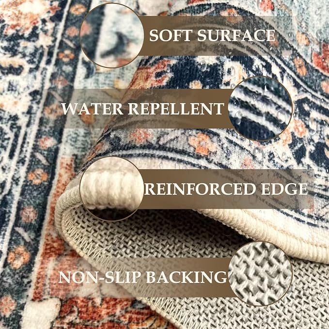RELEANY Area Rugs 2'x8' Runner Rug Non Slip Washable - Image 3