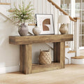 LITTLE TREE 63 Inches Long Console Table, 2-Tier Farmhouse Sofa Table Behind by LITTLETREE