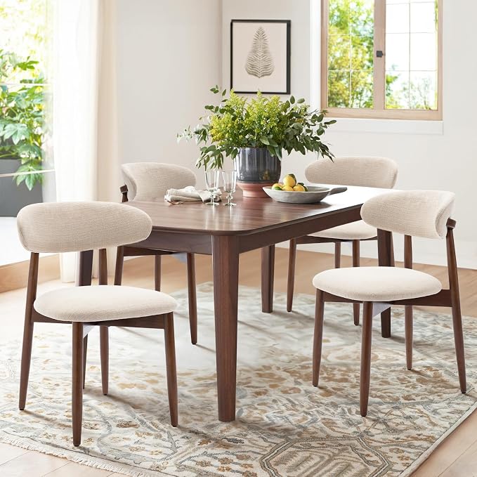 COLAMY Wooden Dining Chairs Set of 6, Modern Upholstered Fabric Dining Room - Image 8