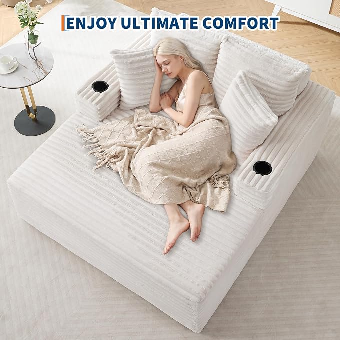 IDEALHOUSE 64" Oversized Chaise Lounge Chair Indoor, Upholstered Boneless Sofa - Image 7
