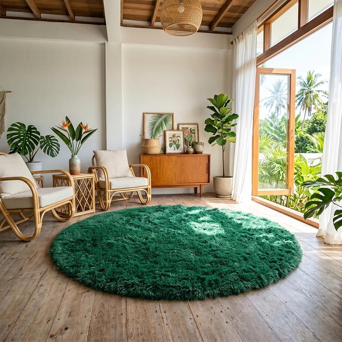 Amdrebio Dark Green Round Rug 6Ft - Image 3