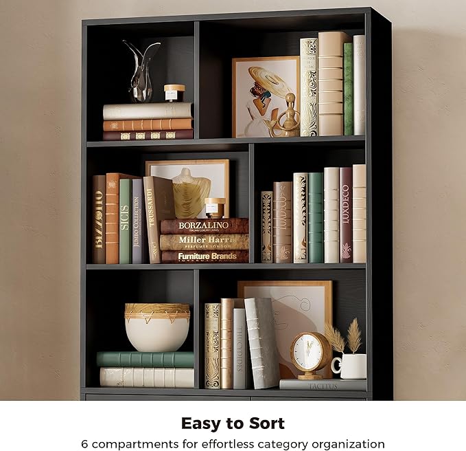 IRONCK Bookshelf, 70.9 Inch Tall Bookcase, 3-Tier Bookshelves - Image 5