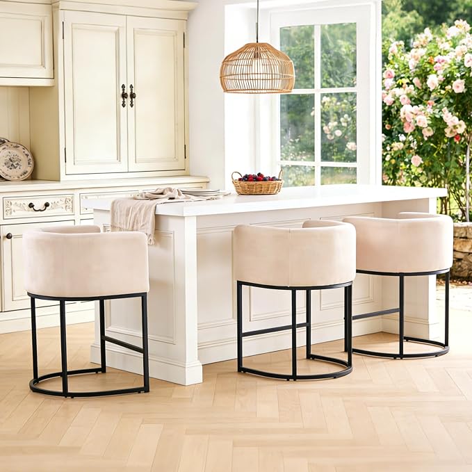 ClinQ 26" H Counter Height Bar Stools Set of 6, Modern Barrel Counter Stools - Image 6