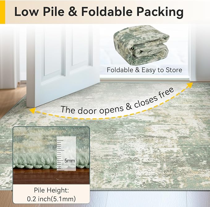 RELEANY Washable Area Rugs 8'x10' Non-Slip Modern Abstract Soft - Image 8