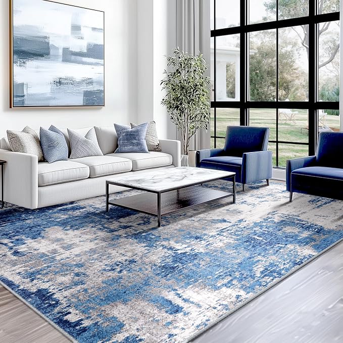 RELEANY Washable Area Rugs Square 8ft Non-Slip Modern Abstract Soft - Image 8